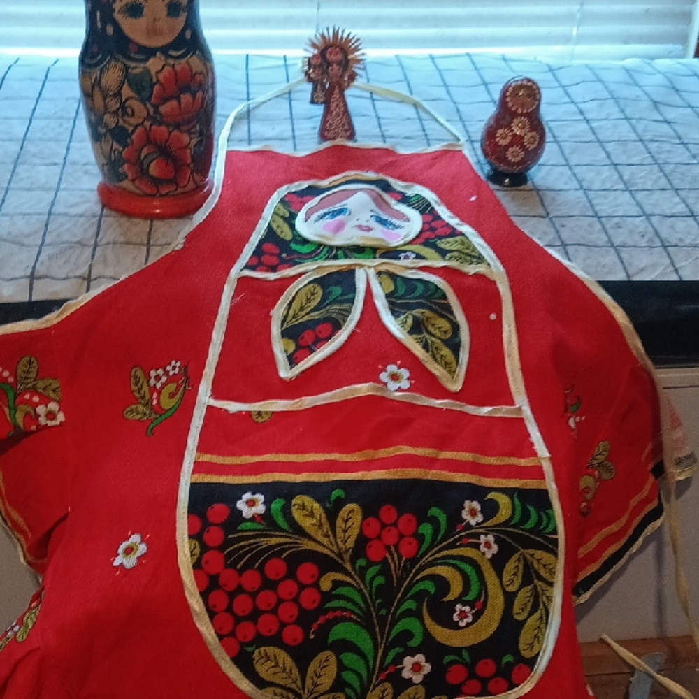 Red and Gold Kitchen Linens with Cultural Charm